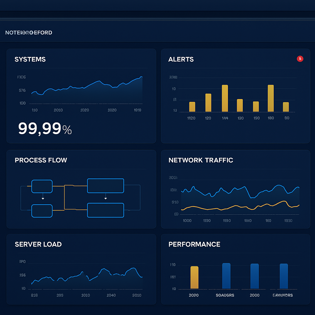 Dashboard do DB NOC com monitoramento em tempo real de processos operacionais